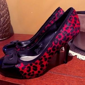 White House Black Market Animal Print Heels